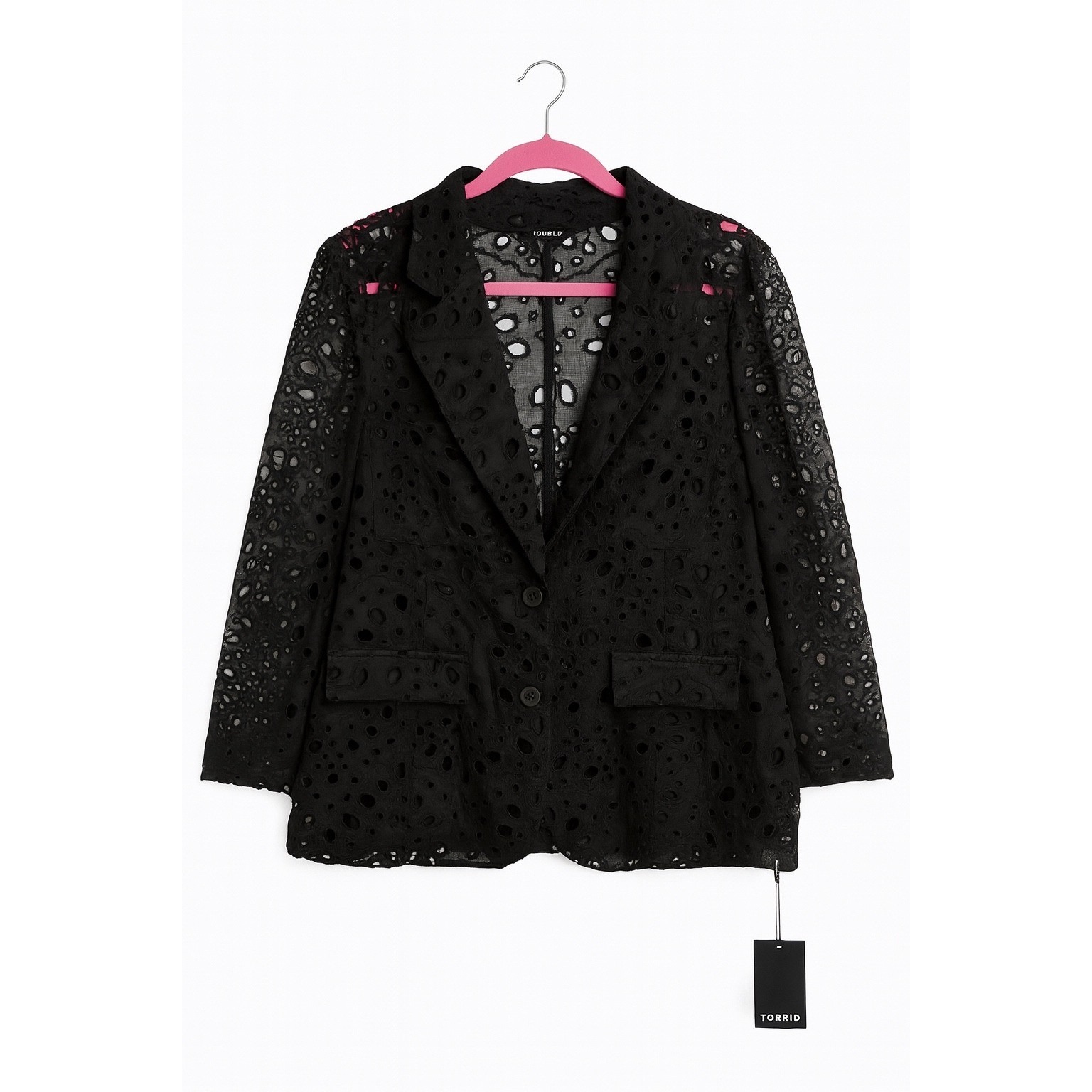 Nicole Miller Black Eyelet Jacket Size Large Nwt Msrp $138